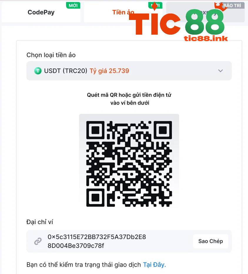 Bước 1: Đăng nhập và chọn mục Nạp Tiền - Tiền ảo